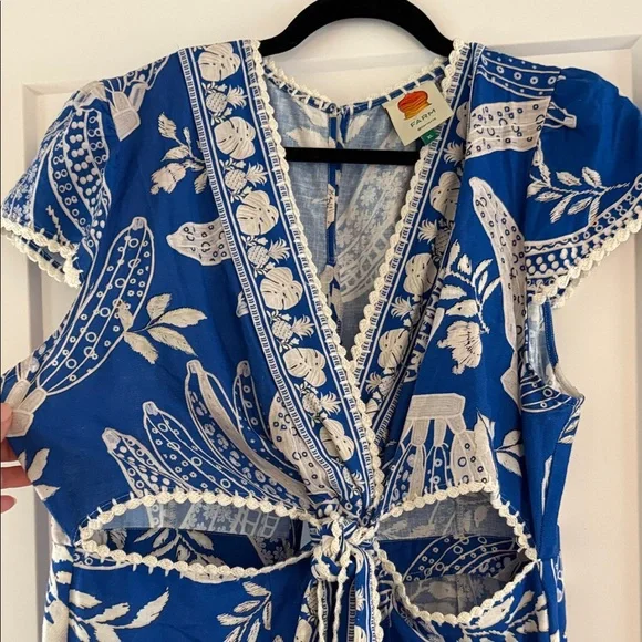 FARM Rio Blue and White Midi Dress - Picture 4 of 5